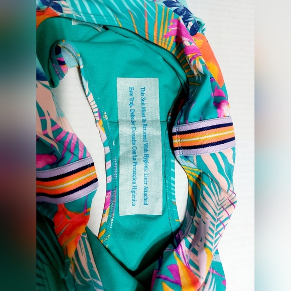 🦃Xhilaration High Leg High Waist Multicolor Tropical Bikini Bottoms Size M NWOT - Picture 3 of 9